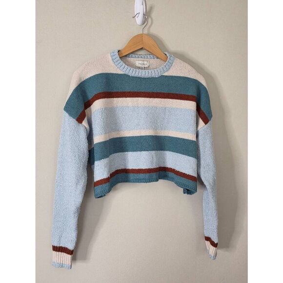 Pacsun Cropped Sweater Striped Blue Size Medium Pullover Style NEW - Picture 6 of 8